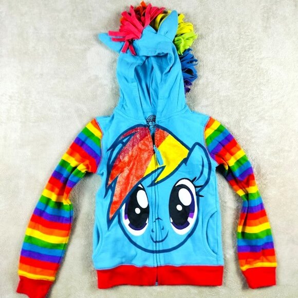 Girls' Hooded Jacket with Wings and Rainbow Mane (Size 7/8), My Little Pony Insp - Picture 1 of 12